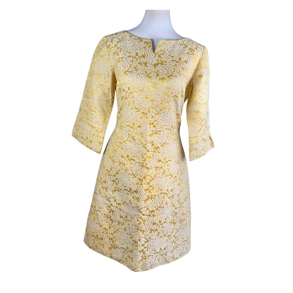 Vintage 60s R&K Originals Gold & White Grape Brocade Cocktail Dress Size 13